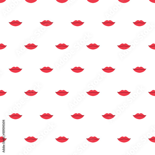 Seamless Valentine pattern with red lips. Romantic love background for cards, gift wrap and fashion