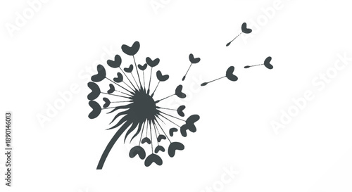 Dandelion seeds dispersing in the air, a gentle breeze blowing the delicate flora