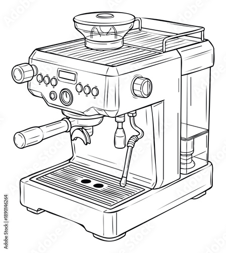 Professional home espresso coffee machine with integrated grinder for brewing fresh baristaquality beverages, perfect for kitchen appliance guides or cafe promotions