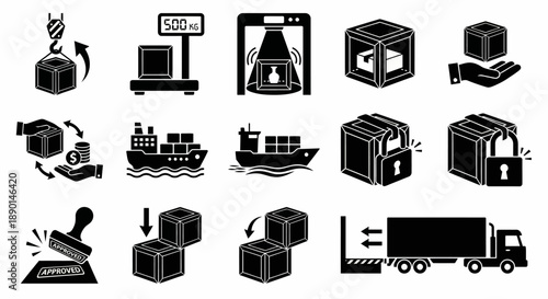 Logistics and warehouse shipping icon set vector illustration