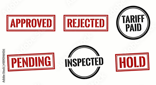 Logistics status rubber stamp set for business documents vector illustration