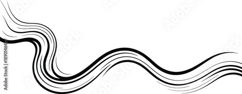 Dynamic black and white abstract wavy lines background, fluid brush stroke effect for modern design.