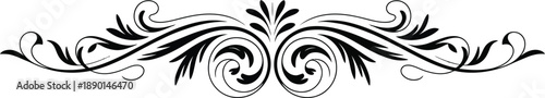 Vintage black ink decorative border with flowing vines, swirls, and ornamental flourishes for elegant design.
