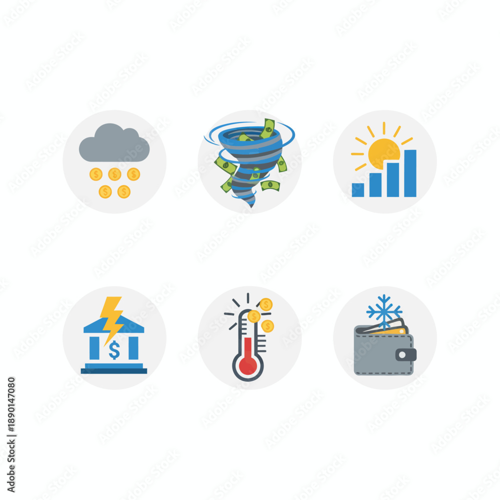 Fototapeta premium Financial weather icons representing market conditions vector illustration
