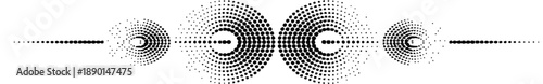 Halftone dot pattern divider with radiating circles and symmetrical design, modern graphic element.