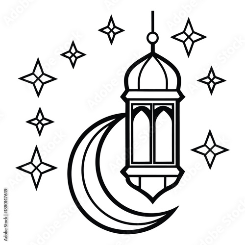 abstract ramadan pattern combining crescents star