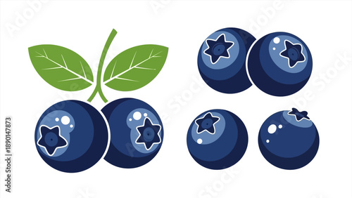 Fresh blueberries with green leaves, a healthy and natural fruit