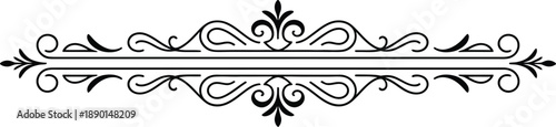 Luxurious black and white ornamental divider with intricate scrollwork and elegant symmetrical details.