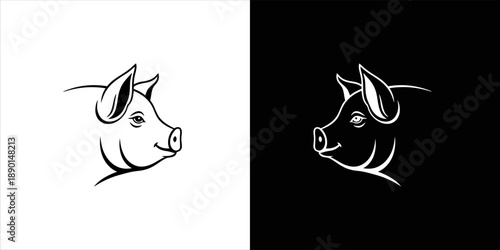 Profile of a Pig Head Logo Design in Black and White