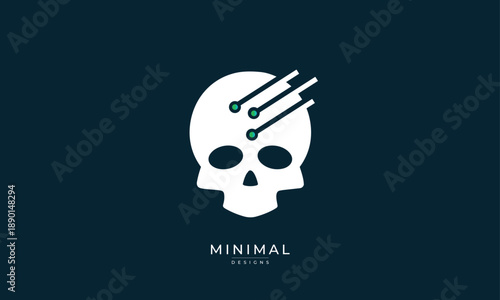 Cyber Technology Skull Logo – Digital Security Hacker Tech Icon
