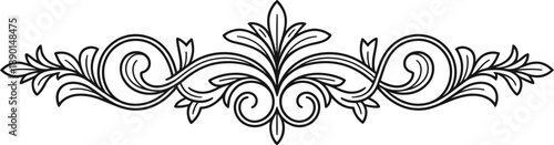 Ornate flourish scrollwork divider design with symmetrical leaf and elegant swirl elements.