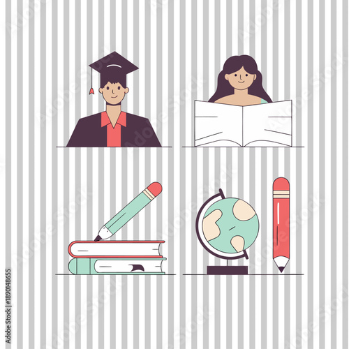set of business people
