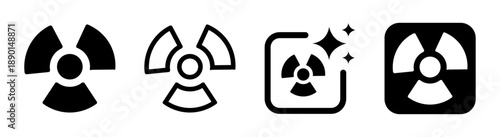 Nuclear radiation trefoil icon warning of radioactive materials and ionizing exposure illustration