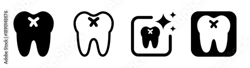Damaged tooth icon representing dental issues decay treatment and oral care illustration