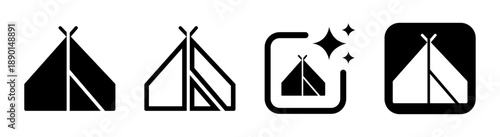 Camping tent icon representing outdoor recreation travel navigation and shelter illustration