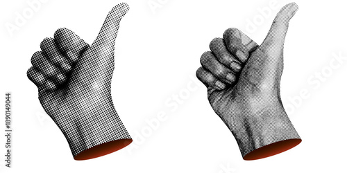 2 style Halftone hands collection. Halftone hands show grabbing gesture . Stylish halftone collage design elements. Hand gestures in pop art style. Transparent background