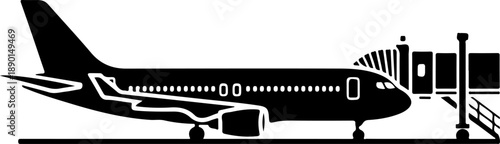 Airport with Plane silhouette vector illustration