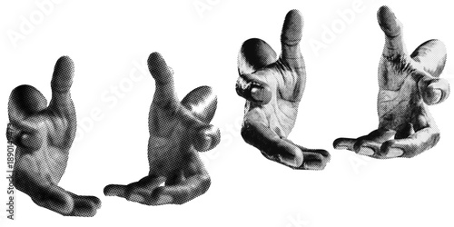 Cuadro en lienzo 2 style Halftone hands collection