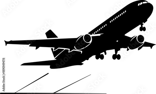 Airport with Plane silhouette vector illustration