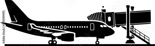 Airport with Plane silhouette vector illustration