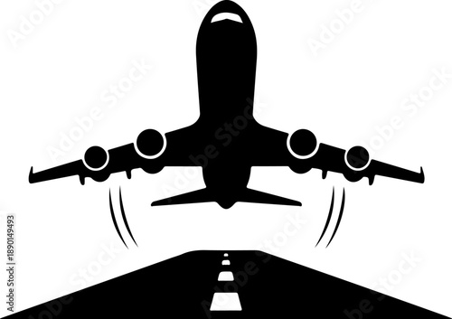 Airport with Plane silhouette vector illustration