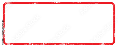 Red grunge rectangular frame featuring rounded corners and rough edges, creating an isolated white content area that evokes a vintage, distressed aesthetic perfect for design projects