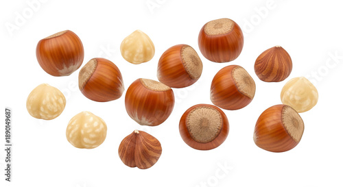 Wallpaper Mural Hazelnuts and shelled hazelnuts falling, cut out, stock png, isolated on transparent background Torontodigital.ca