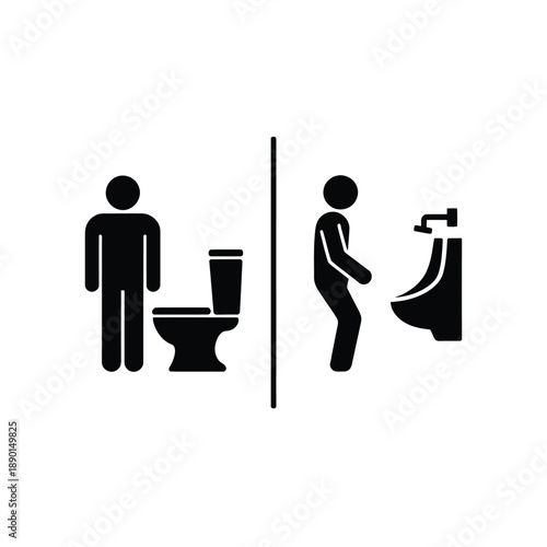 Restroom signage depicting male and female bathroom fixtures