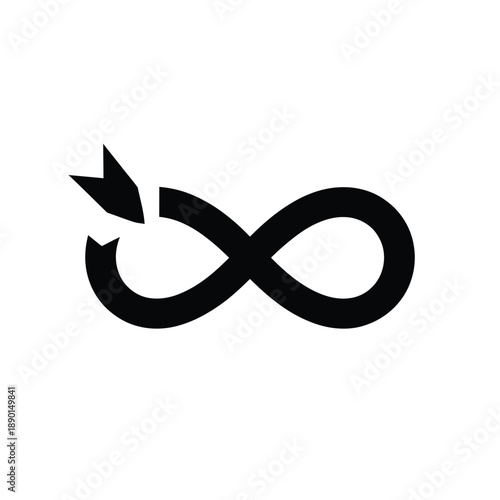 Black infinity symbol with an arrow disrupting the loop s continuity