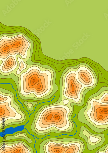 Abstract outline topographic contour map. Landscape geodesy topography map. Background with contour landscape.