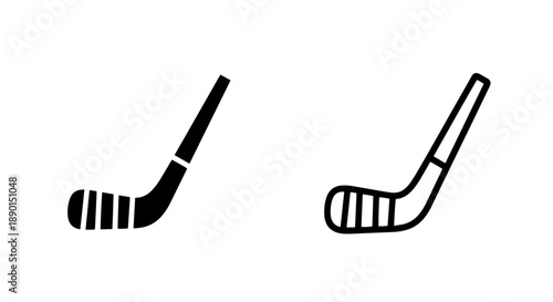 Hockey stick icon and outline, representing sports and equipment