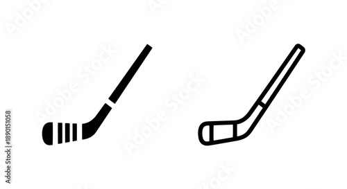 Field hockey stick icon and outline, symbolizing sports and outdoor games