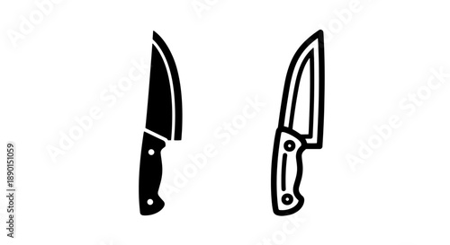 Chef knife icon and outline, a sharp tool for cooking and culinary arts