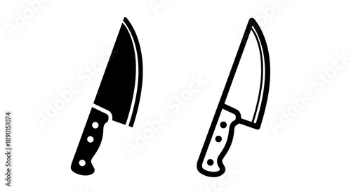 Kitchen knife icon and outline, essential tool for chopping and slicing food