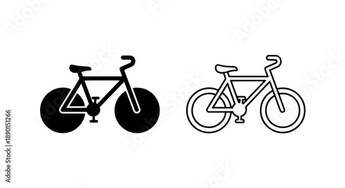 Road bike icons, solid black and outline, perfect for fitness and cycling-related themes