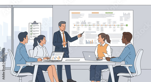 Business team in a meeting with a presenter