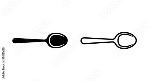 Spoon Icon Duo: Filled and Outline Styles for Culinary and Dining Themes