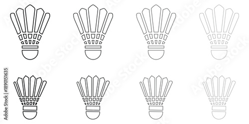 badminton shuttlecock line icon vector, badminton feather vector outline icon illustration