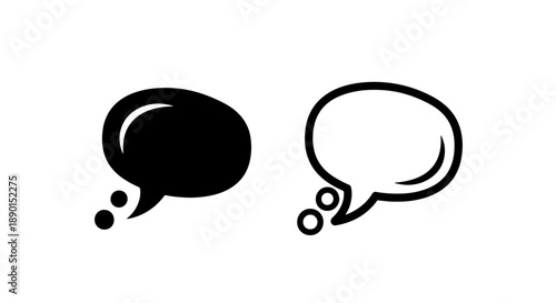 Speech Bubble Dots Icon Set: Solid and Outline Symbols for Message Indicators