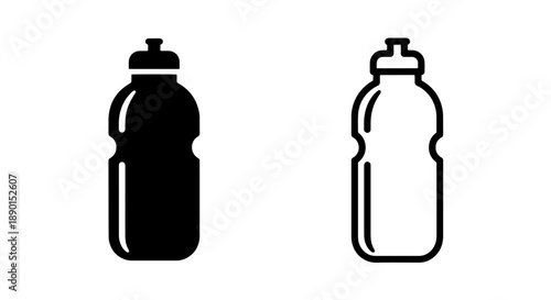 Simple black and white sport bottle icons for active lifestyles, workouts, and hydration tracking apps