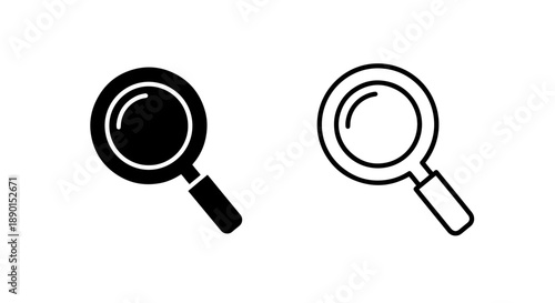 Simple Magnifying Glass Icon Set for Search, Zoom, and Discovery Concepts
