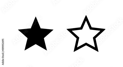 Basic Star Icon Set in Filled and Outline Styles for Rating and Favorites