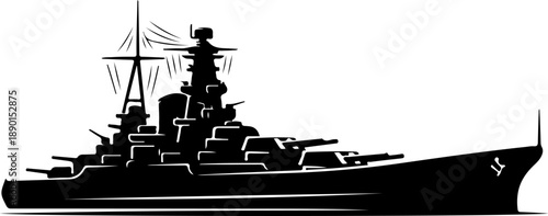 Battleship silhouette vector illustration