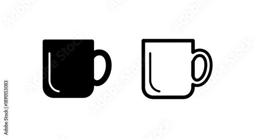 Beverage cup solid and outline vector icons for hot drinks, cafe menus, and kitchenware