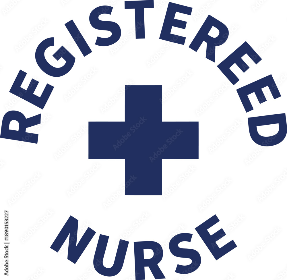 Fototapeta premium Registered Nurse Minimal Medical Emblem with Cross Vector Illustration
