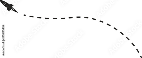 Creative Journey Illustration: A whimsical illustration of a creative journey featuring paper airplane and rocket ship, hand-drawn with dotted lines and charming symbols