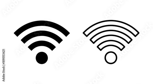 Classic Wi-Fi Signal Strength Icon in Solid and Outline Styles for Wireless Internet Access