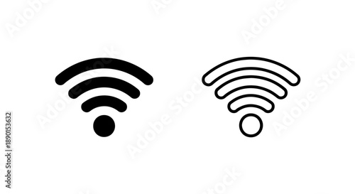 Clean Wi-Fi Signal Icon Design with Solid and Outline Versions for Network Indicators
