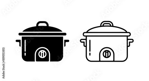 Slow Cooker Home Appliance Icon for Culinary and Recipe Applications