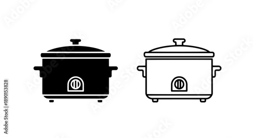Modern Slow Cooker Crockpot Icon for Kitchen Technology and Recipes